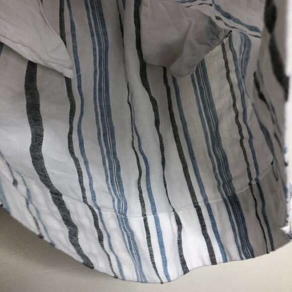 LOFT Skirt Mini Cotton Linen Blend Vertical Stripe Elastic Waist Pockets White S - Picture 6 of 8